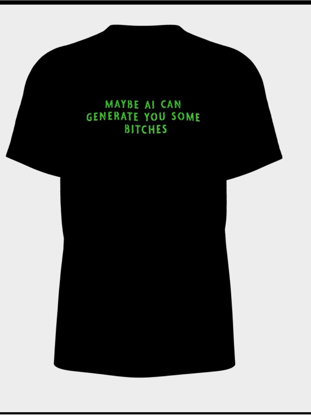 Black Short Sleeve Tee with Green Slogan